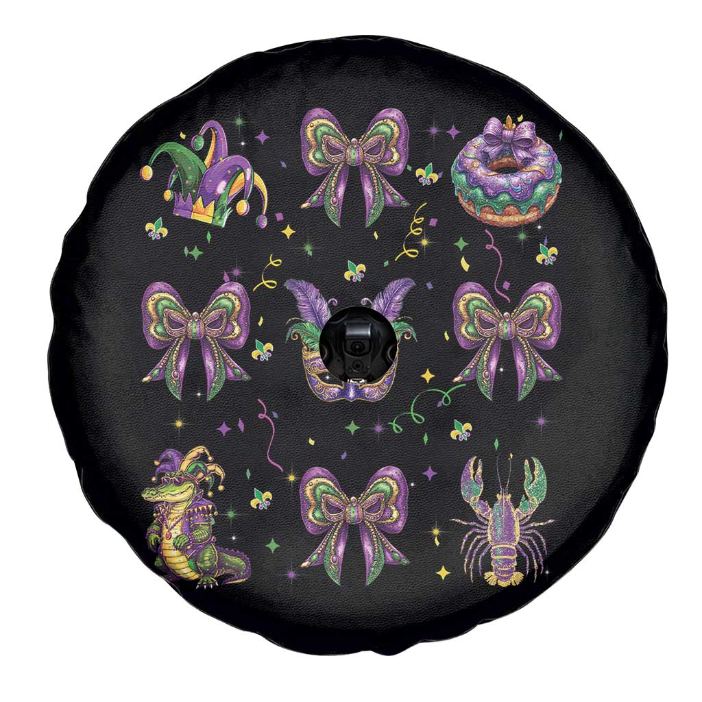 Mardi Gras Coquette Spare Tire Cover Glitter Print Louisiana New Orleans Party Custume Beads - Wonder Print Shop