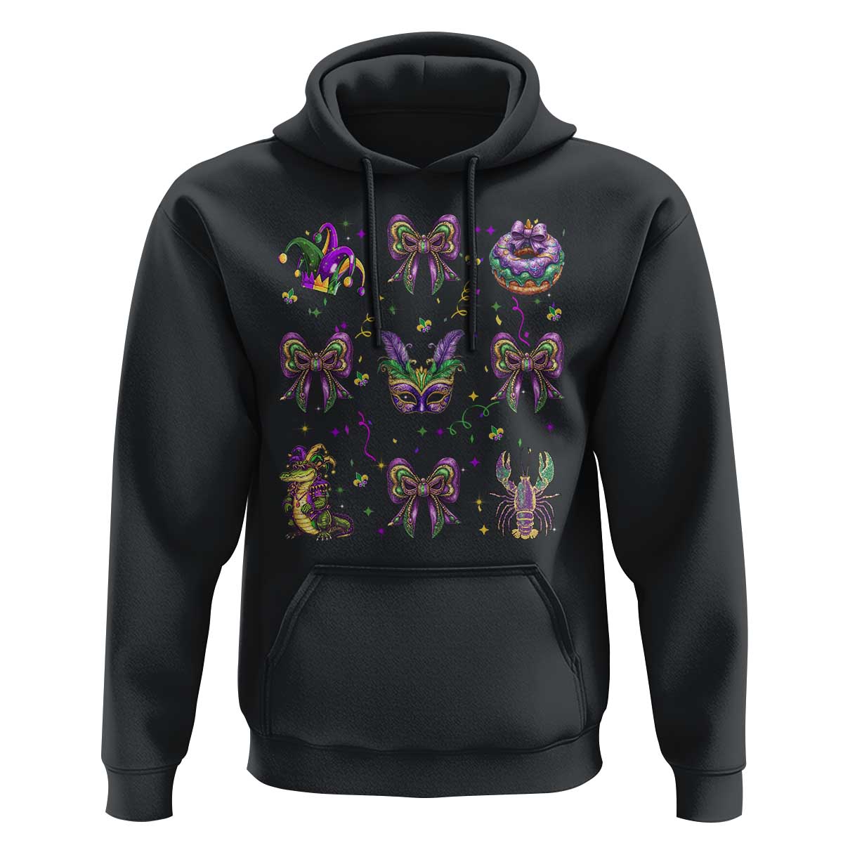 Mardi Gras Coquette Hoodie Glitter Print Louisiana New Orleans Party Custume Beads - Wonder Print Shop