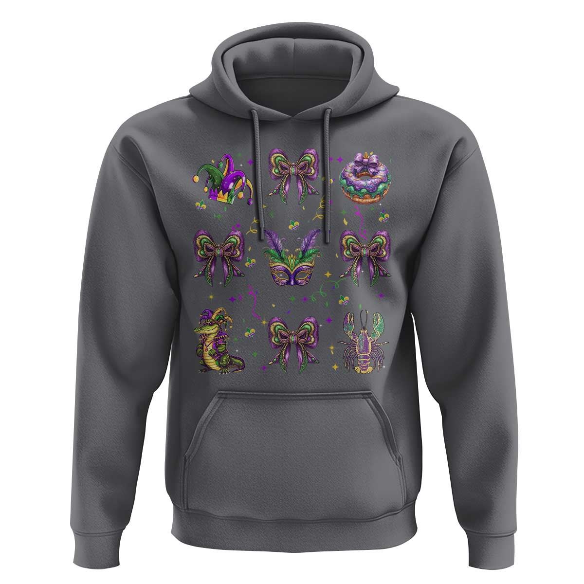 Mardi Gras Coquette Hoodie Glitter Print Louisiana New Orleans Party Custume Beads - Wonder Print Shop