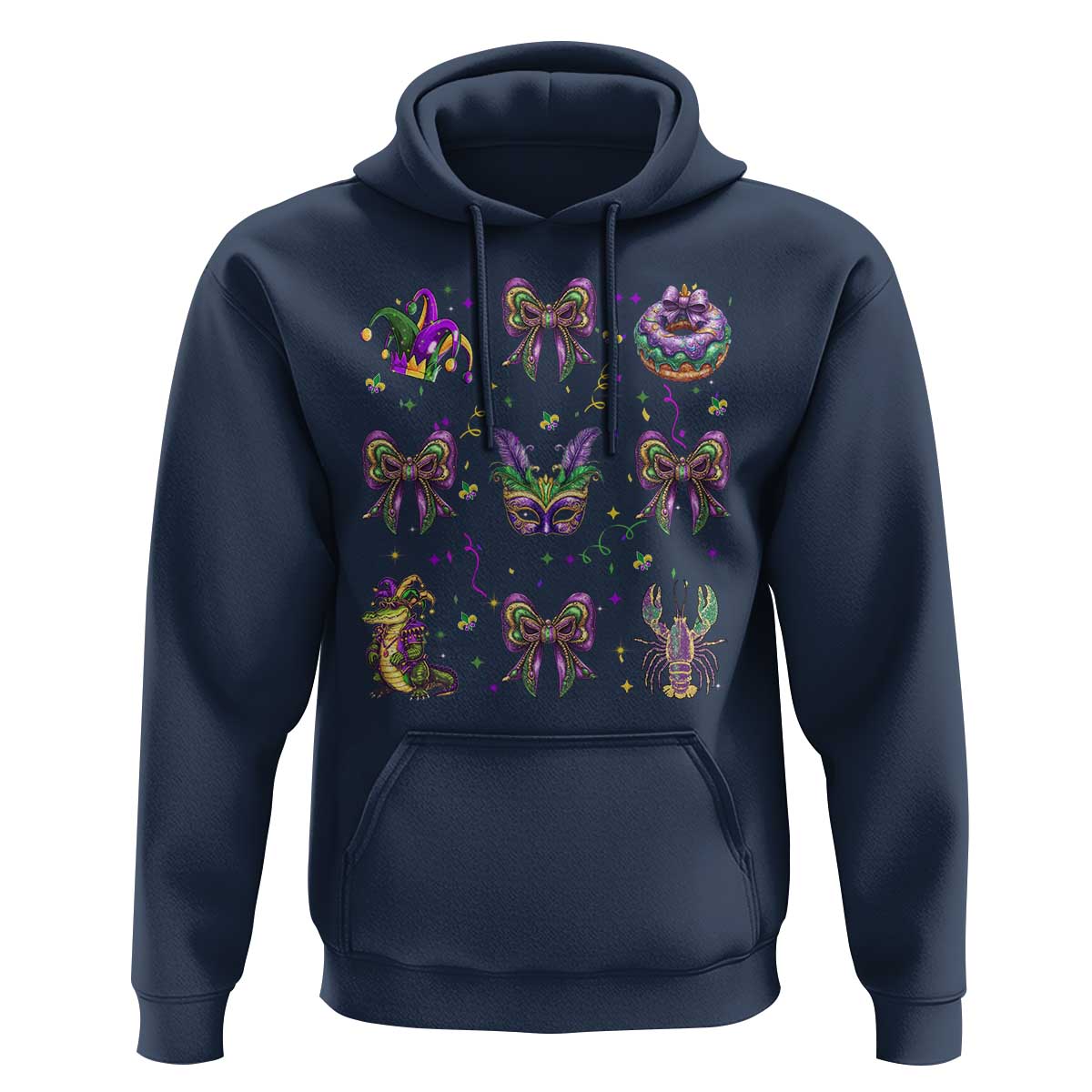Mardi Gras Coquette Hoodie Glitter Print Louisiana New Orleans Party Custume Beads - Wonder Print Shop
