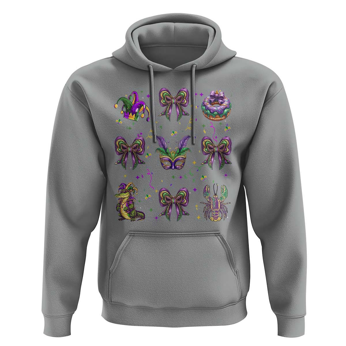 Mardi Gras Coquette Hoodie Glitter Print Louisiana New Orleans Party Custume Beads - Wonder Print Shop