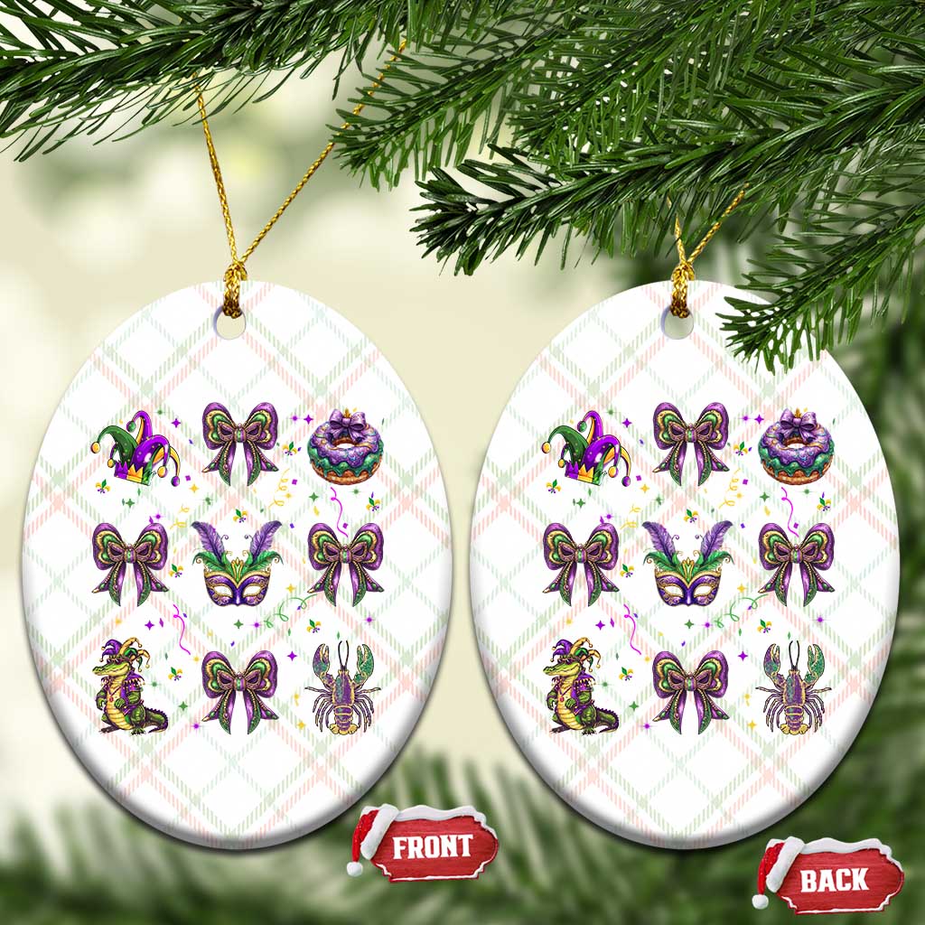 Mardi Gras Coquette Ceramic Ornament Glitter Print Louisiana New Orleans Party Custume Beads - Wonder Print Shop