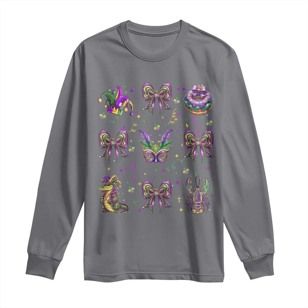 Mardi Gras Coquette Long Sleeve Shirt Glitter Print Louisiana New Orleans Party Custume Beads - Wonder Print Shop