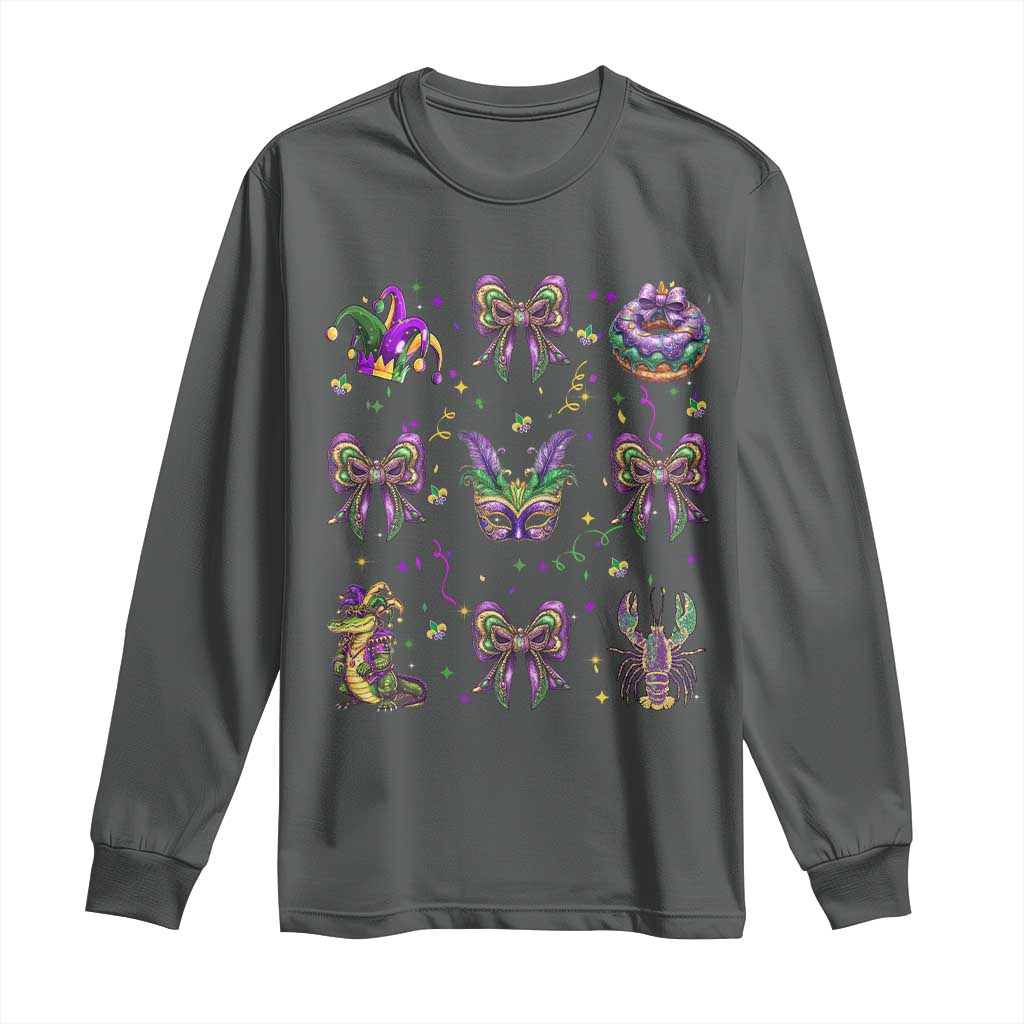 Mardi Gras Coquette Long Sleeve Shirt Glitter Print Louisiana New Orleans Party Custume Beads - Wonder Print Shop