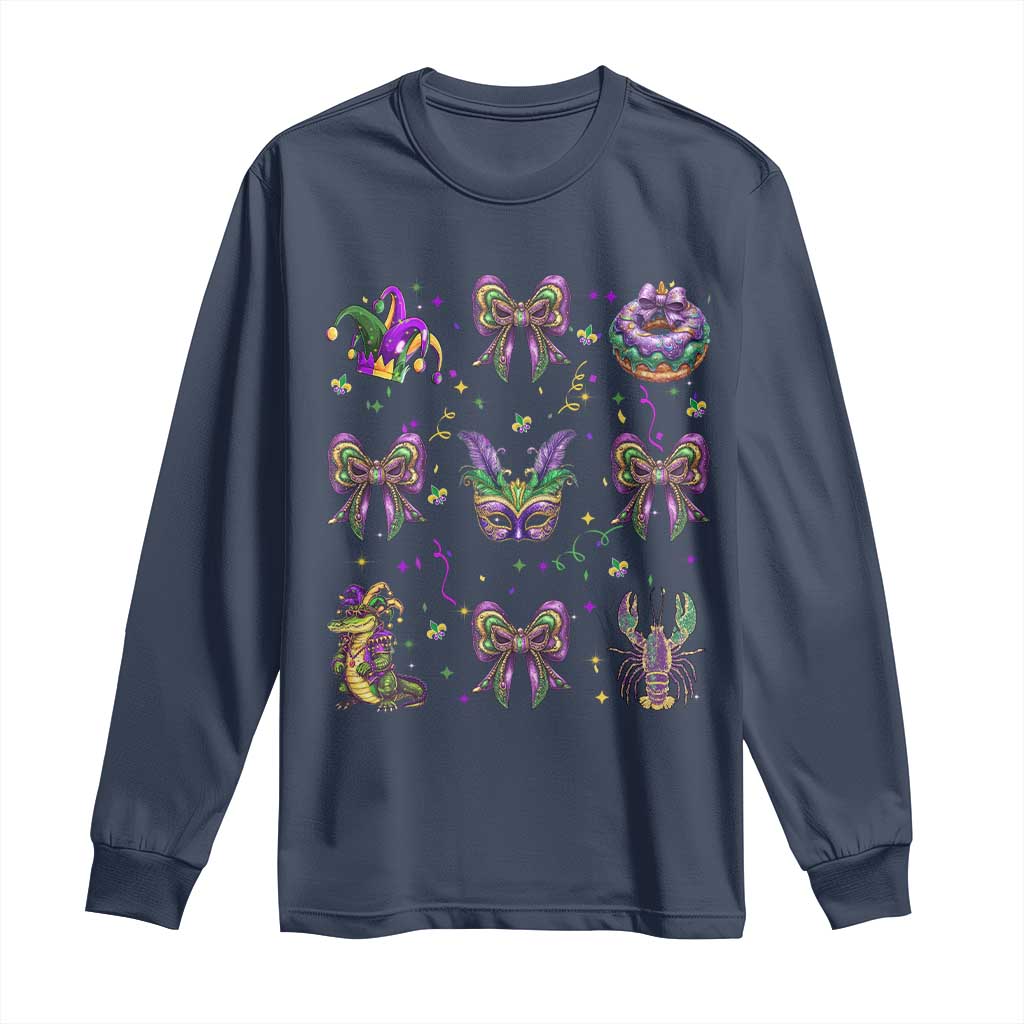 Mardi Gras Coquette Long Sleeve Shirt Glitter Print Louisiana New Orleans Party Custume Beads - Wonder Print Shop