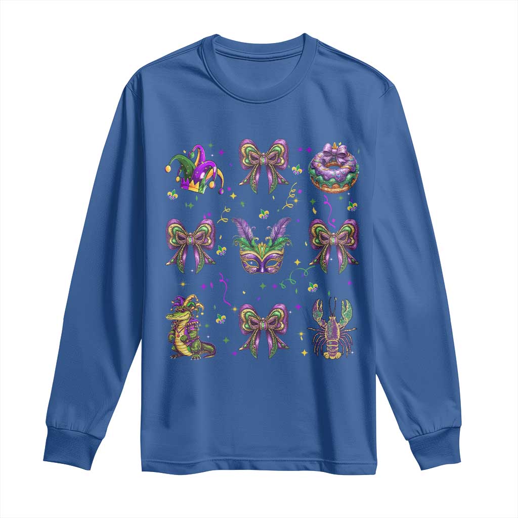 Mardi Gras Coquette Long Sleeve Shirt Glitter Print Louisiana New Orleans Party Custume Beads - Wonder Print Shop