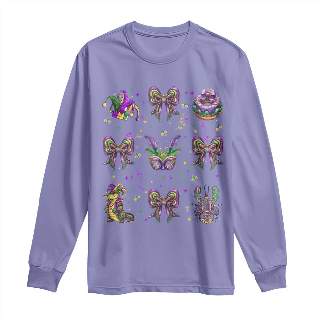 Mardi Gras Coquette Long Sleeve Shirt Glitter Print Louisiana New Orleans Party Custume Beads - Wonder Print Shop