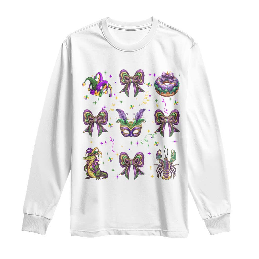 Mardi Gras Coquette Long Sleeve Shirt Glitter Print Louisiana New Orleans Party Custume Beads - Wonder Print Shop