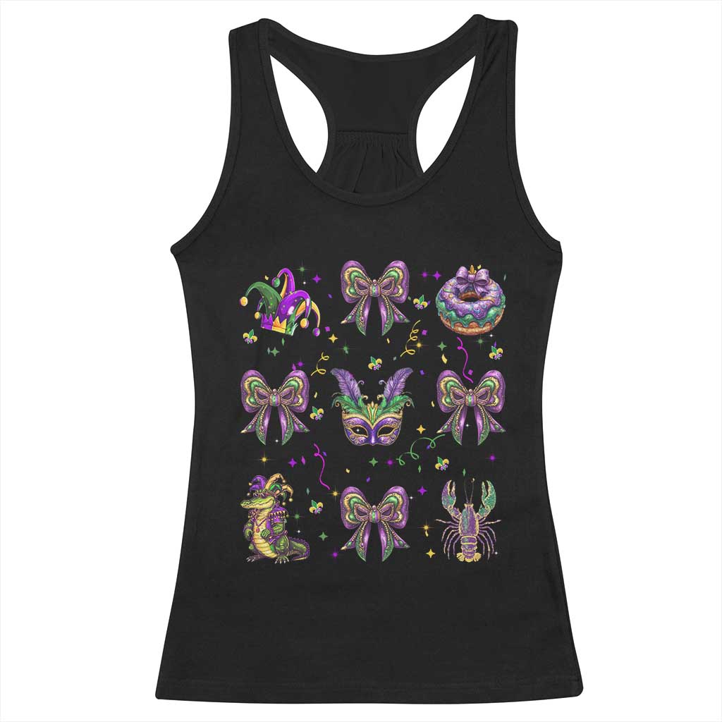 Mardi Gras Coquette Racerback Tank Top Glitter Print Louisiana New Orleans Party Custume Beads - Wonder Print Shop