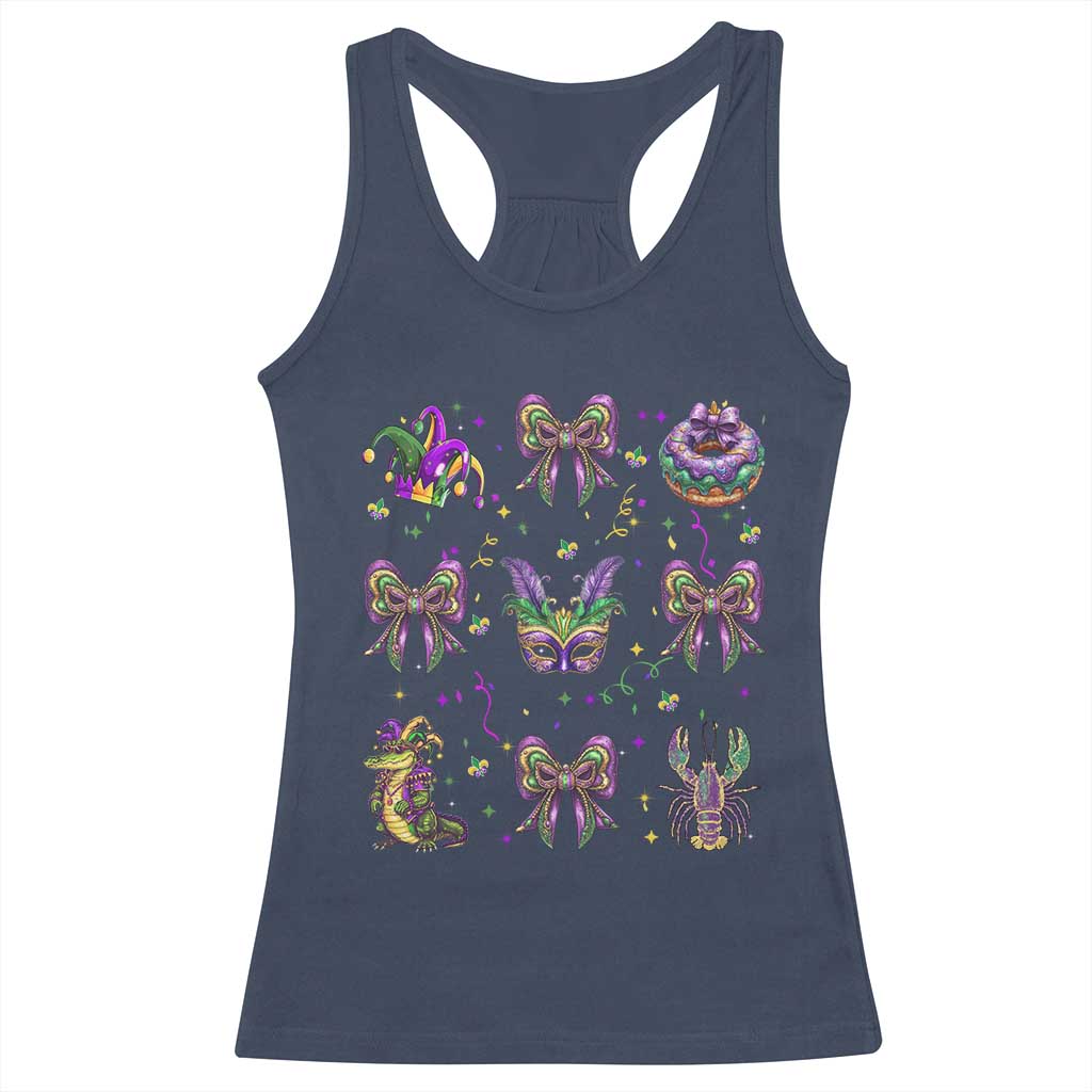 Mardi Gras Coquette Racerback Tank Top Glitter Print Louisiana New Orleans Party Custume Beads - Wonder Print Shop