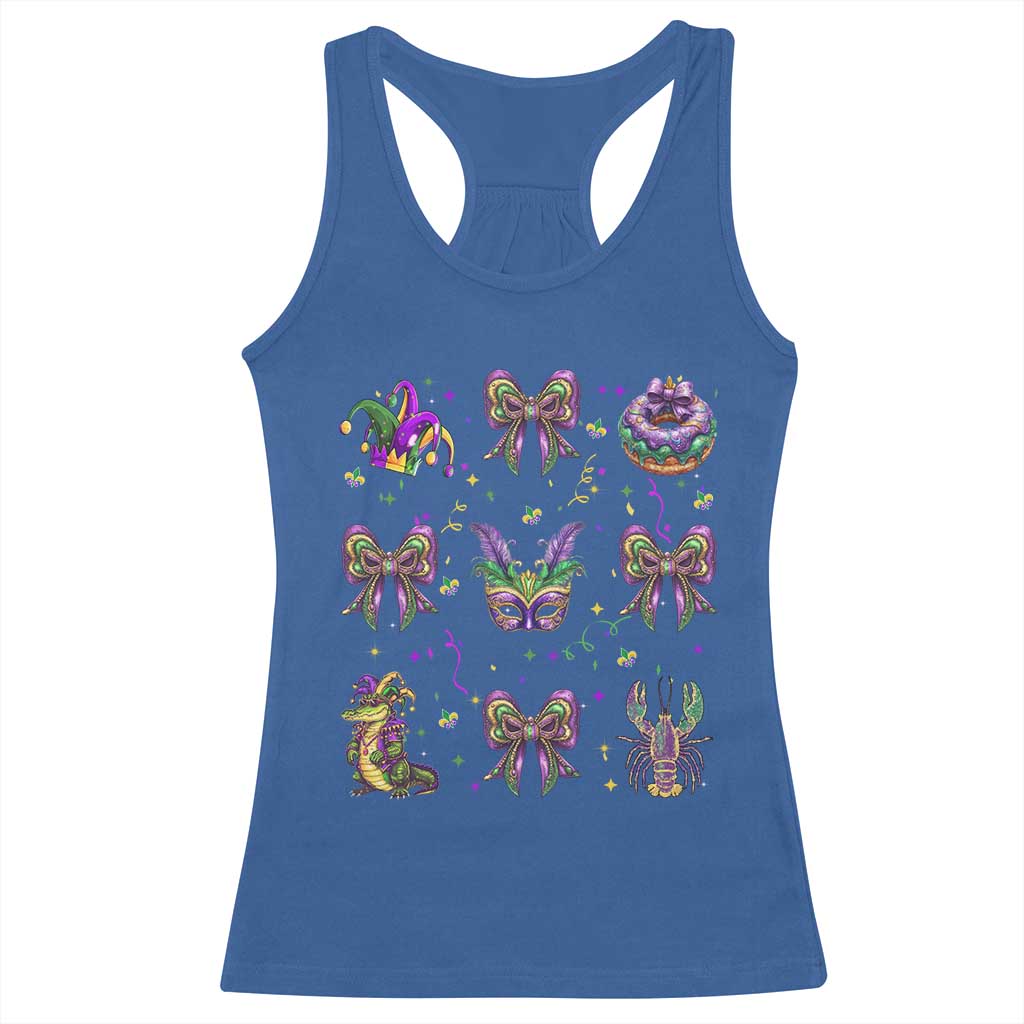 Mardi Gras Coquette Racerback Tank Top Glitter Print Louisiana New Orleans Party Custume Beads - Wonder Print Shop