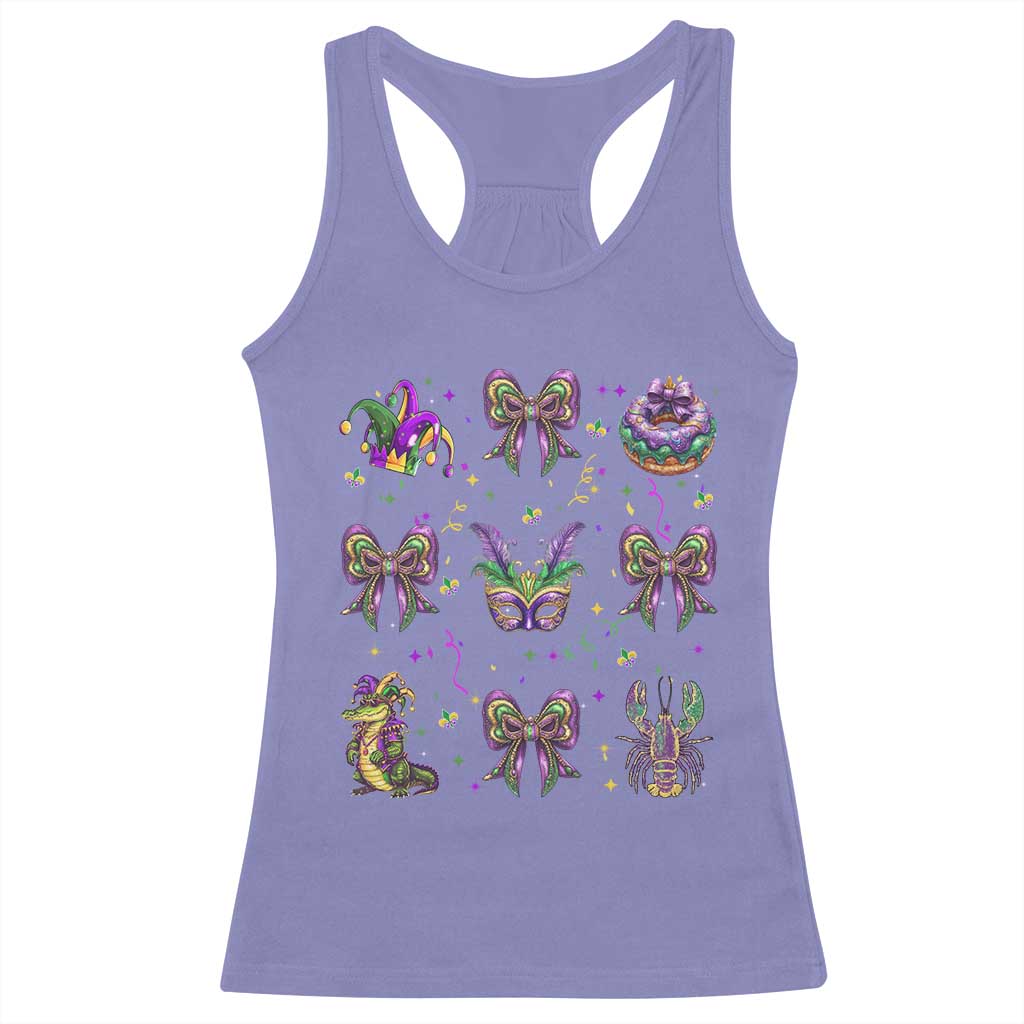 Mardi Gras Coquette Racerback Tank Top Glitter Print Louisiana New Orleans Party Custume Beads - Wonder Print Shop