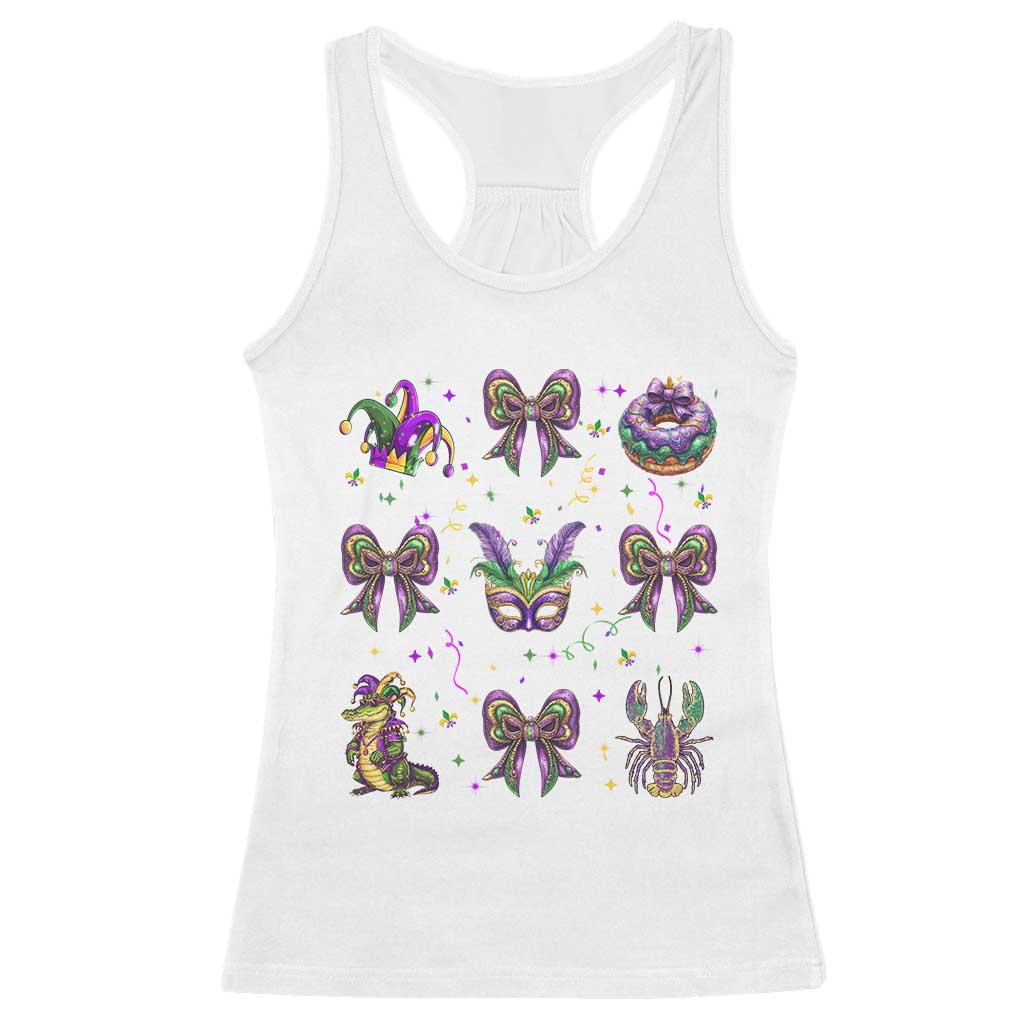 Mardi Gras Coquette Racerback Tank Top Glitter Print Louisiana New Orleans Party Custume Beads - Wonder Print Shop