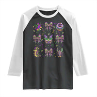 Mardi Gras Coquette Raglan Shirt Glitter Print Louisiana New Orleans Party Custume Beads - Wonder Print Shop
