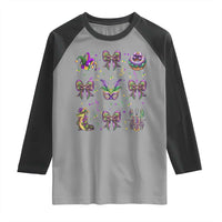 Mardi Gras Coquette Raglan Shirt Glitter Print Louisiana New Orleans Party Custume Beads - Wonder Print Shop
