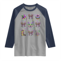 Mardi Gras Coquette Raglan Shirt Glitter Print Louisiana New Orleans Party Custume Beads - Wonder Print Shop
