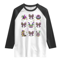 Mardi Gras Coquette Raglan Shirt Glitter Print Louisiana New Orleans Party Custume Beads - Wonder Print Shop