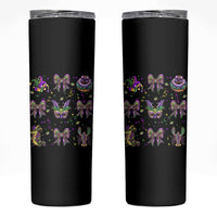 Mardi Gras Coquette Skinny Tumbler Glitter Print Louisiana New Orleans Party Custume Beads - Wonder Print Shop