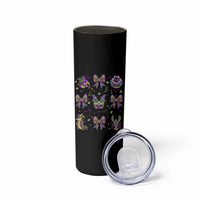 Mardi Gras Coquette Skinny Tumbler Glitter Print Louisiana New Orleans Party Custume Beads - Wonder Print Shop