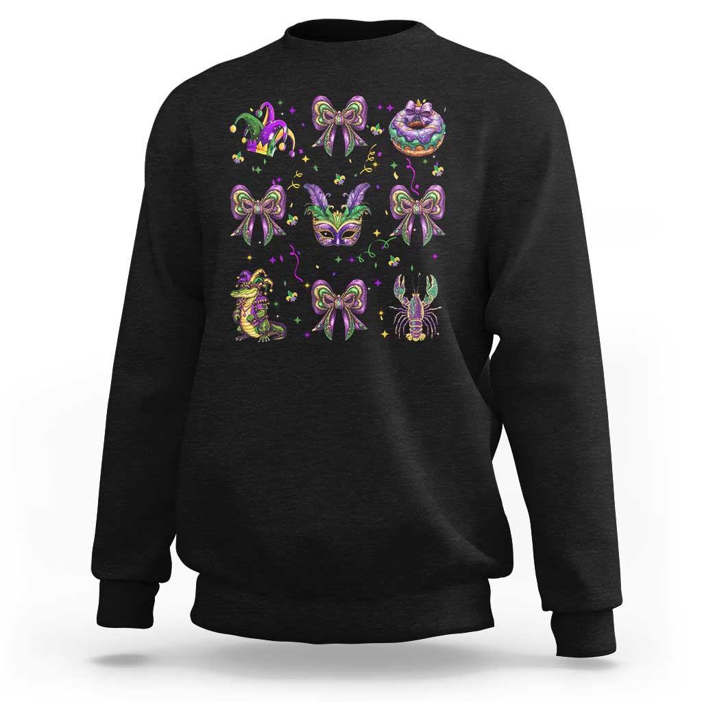 Mardi Gras Coquette Sweatshirt Glitter Print Louisiana New Orleans Party Custume Beads - Wonder Print Shop