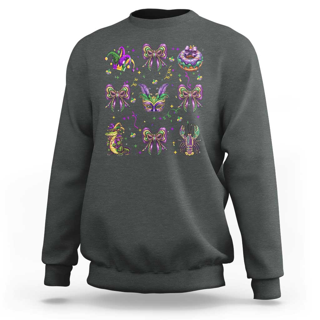 Mardi Gras Coquette Sweatshirt Glitter Print Louisiana New Orleans Party Custume Beads - Wonder Print Shop
