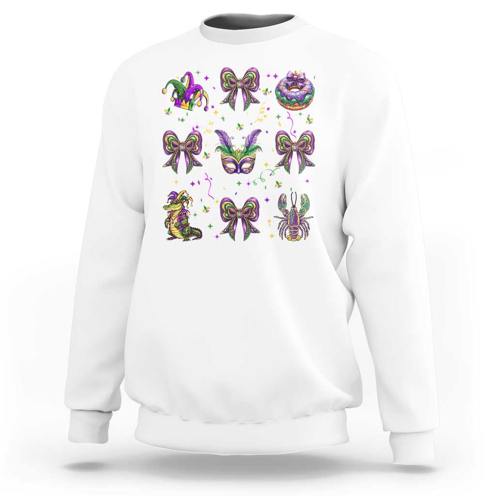 Mardi Gras Coquette Sweatshirt Glitter Print Louisiana New Orleans Party Custume Beads - Wonder Print Shop