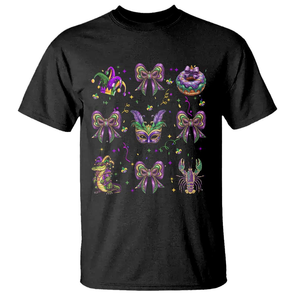 Mardi Gras Coquette T Shirt Glitter Print Louisiana New Orleans Party Custume Beads - Wonder Print Shop