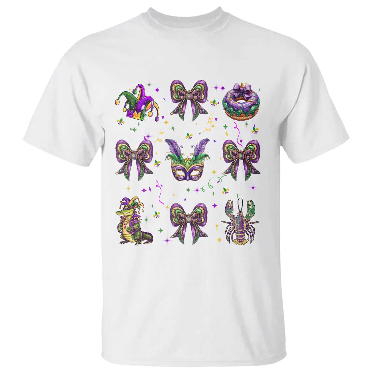 Mardi Gras Coquette T Shirt Glitter Print Louisiana New Orleans Party Custume Beads - Wonder Print Shop