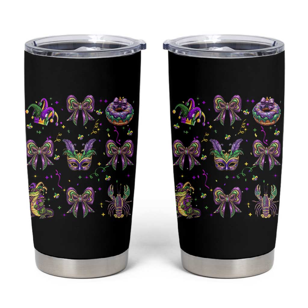 Mardi Gras Coquette Tumbler Cup Glitter Print Louisiana New Orleans Party Custume Beads - Wonder Print Shop