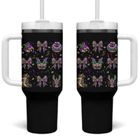 Mardi Gras Coquette Tumbler With Handle Glitter Print Louisiana New Orleans Party Custume Beads - Wonder Print Shop