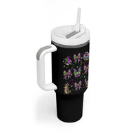 Mardi Gras Coquette Tumbler With Handle Glitter Print Louisiana New Orleans Party Custume Beads - Wonder Print Shop