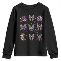 Mardi Gras Coquette Youth Sweatshirt Glitter Print Louisiana New Orleans Party Custume Beads - Wonder Print Shop