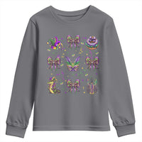 Mardi Gras Coquette Youth Sweatshirt Glitter Print Louisiana New Orleans Party Custume Beads - Wonder Print Shop