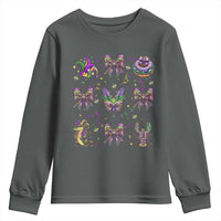 Mardi Gras Coquette Youth Sweatshirt Glitter Print Louisiana New Orleans Party Custume Beads - Wonder Print Shop