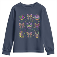 Mardi Gras Coquette Youth Sweatshirt Glitter Print Louisiana New Orleans Party Custume Beads - Wonder Print Shop