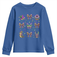 Mardi Gras Coquette Youth Sweatshirt Glitter Print Louisiana New Orleans Party Custume Beads - Wonder Print Shop