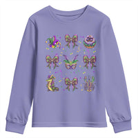 Mardi Gras Coquette Youth Sweatshirt Glitter Print Louisiana New Orleans Party Custume Beads - Wonder Print Shop