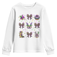 Mardi Gras Coquette Youth Sweatshirt Glitter Print Louisiana New Orleans Party Custume Beads - Wonder Print Shop