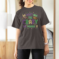 Funny Mardi Gras T Shirt For Women Glitter Print We Don't Hide The Crazy We Parade It