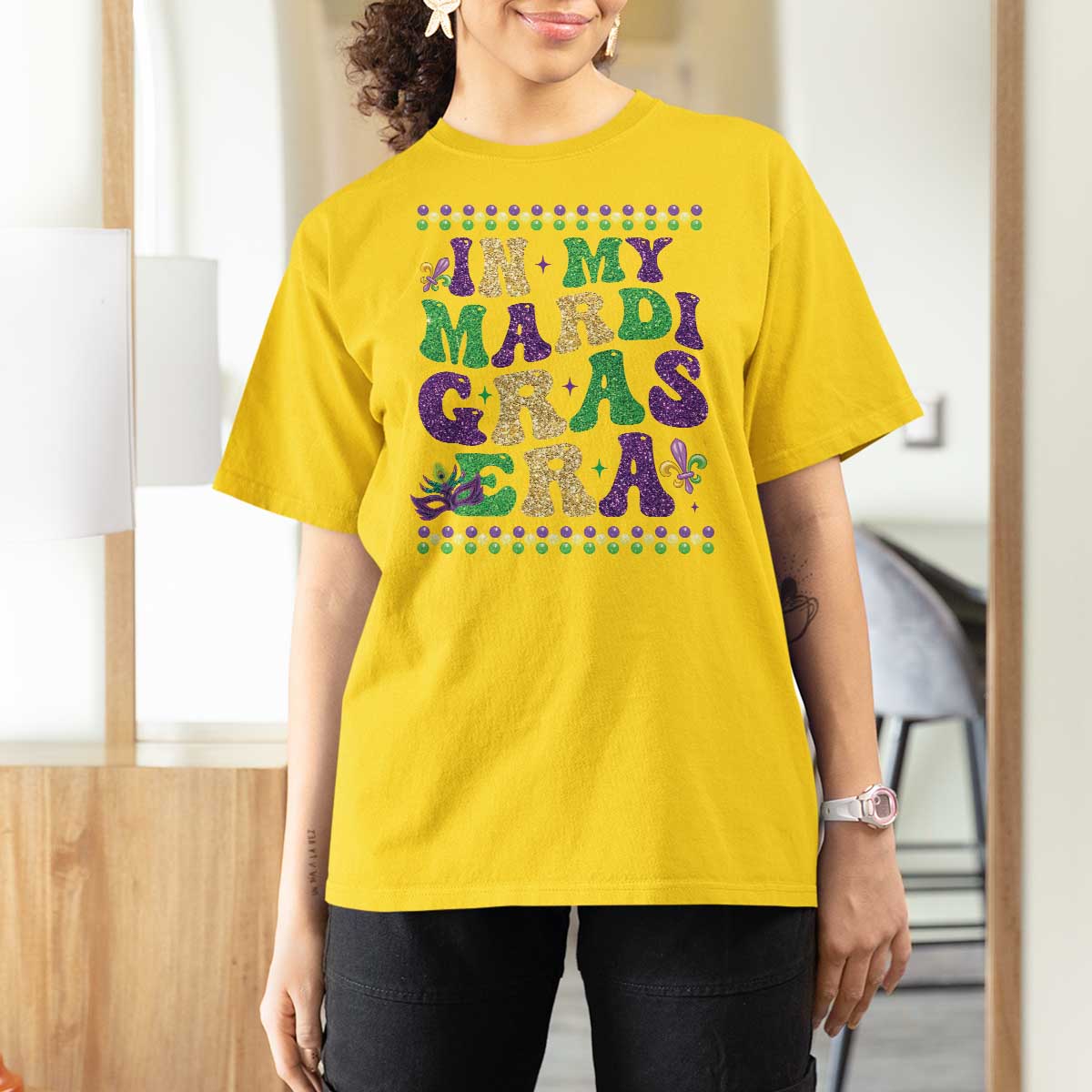 In My Mardi Gras Era T Shirt For Women Carnival New Orleans Trip Glitter Print