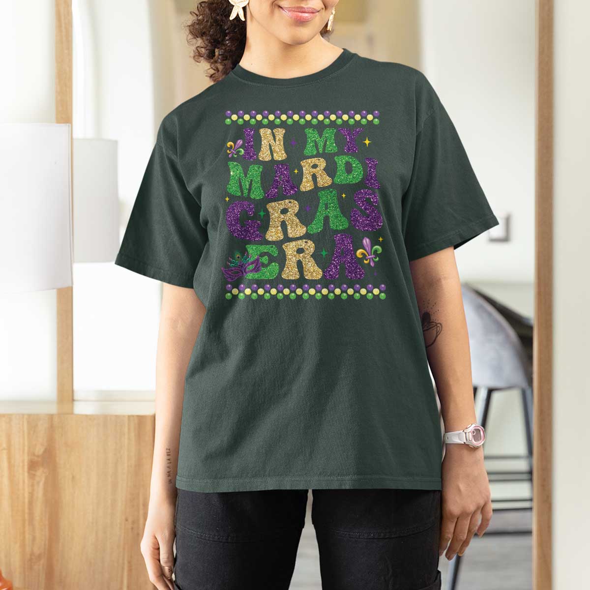 In My Mardi Gras Era T Shirt For Women Carnival New Orleans Trip Glitter Print