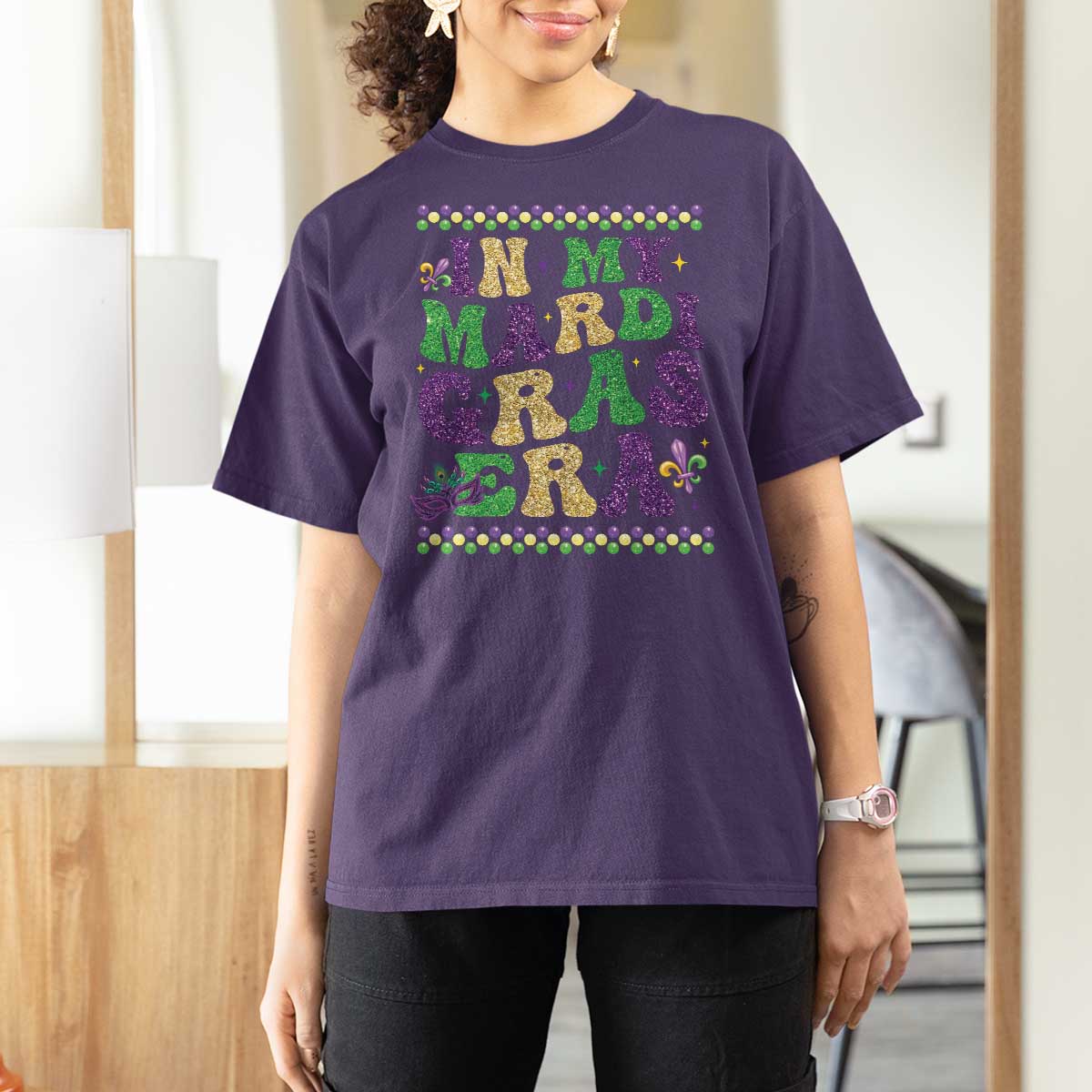 In My Mardi Gras Era T Shirt For Women Carnival New Orleans Trip Glitter Print