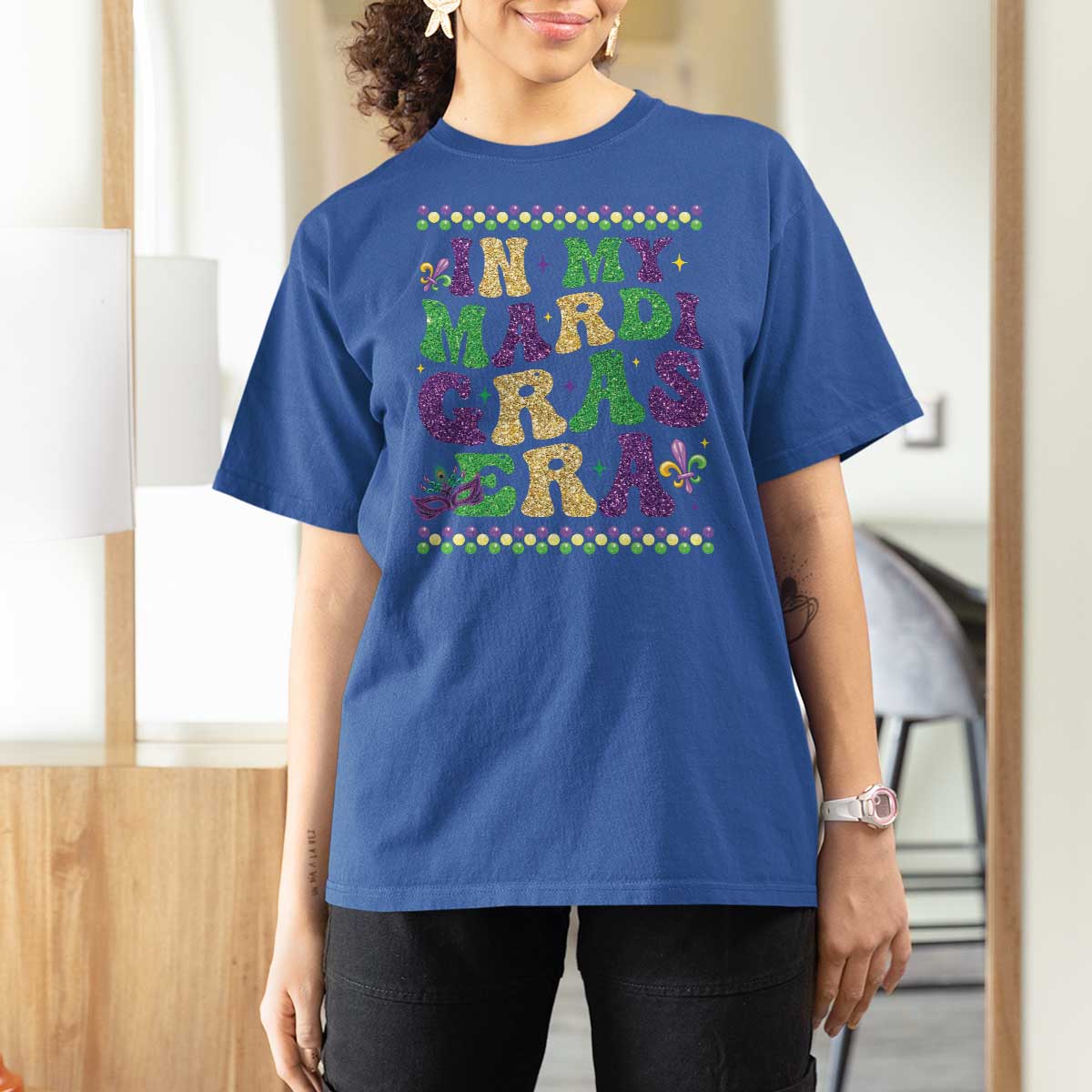 In My Mardi Gras Era T Shirt For Women Carnival New Orleans Trip Glitter Print