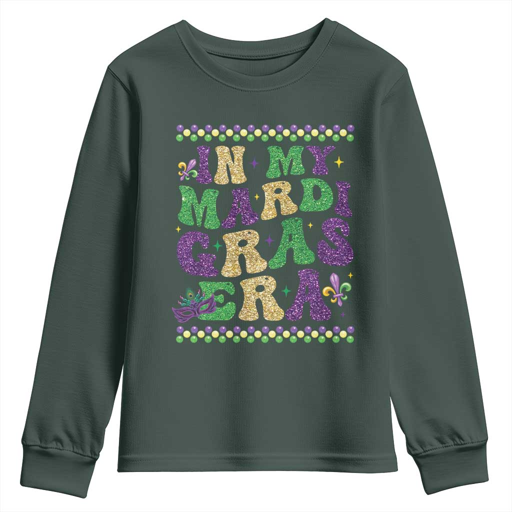 In My Mardi Gras Era Youth Sweatshirt Carnival New Orleans Trip Glitter Print