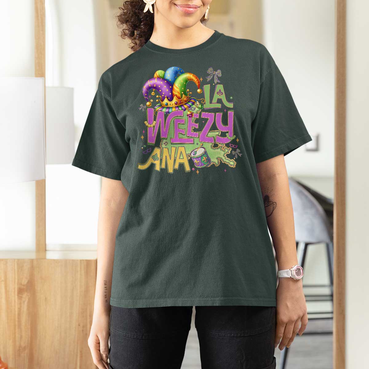 Funny Mardi Gras T Shirt For Women La Weezy Ana
