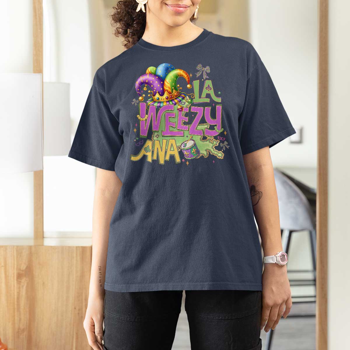 Funny Mardi Gras T Shirt For Women La Weezy Ana