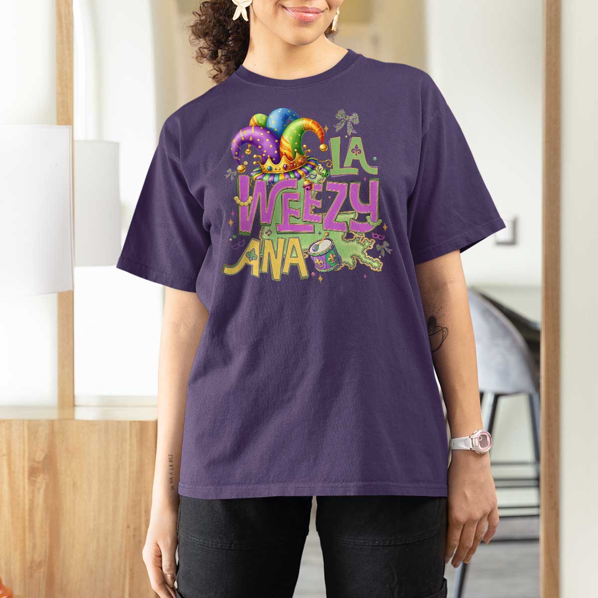 Funny Mardi Gras T Shirt For Women La Weezy Ana