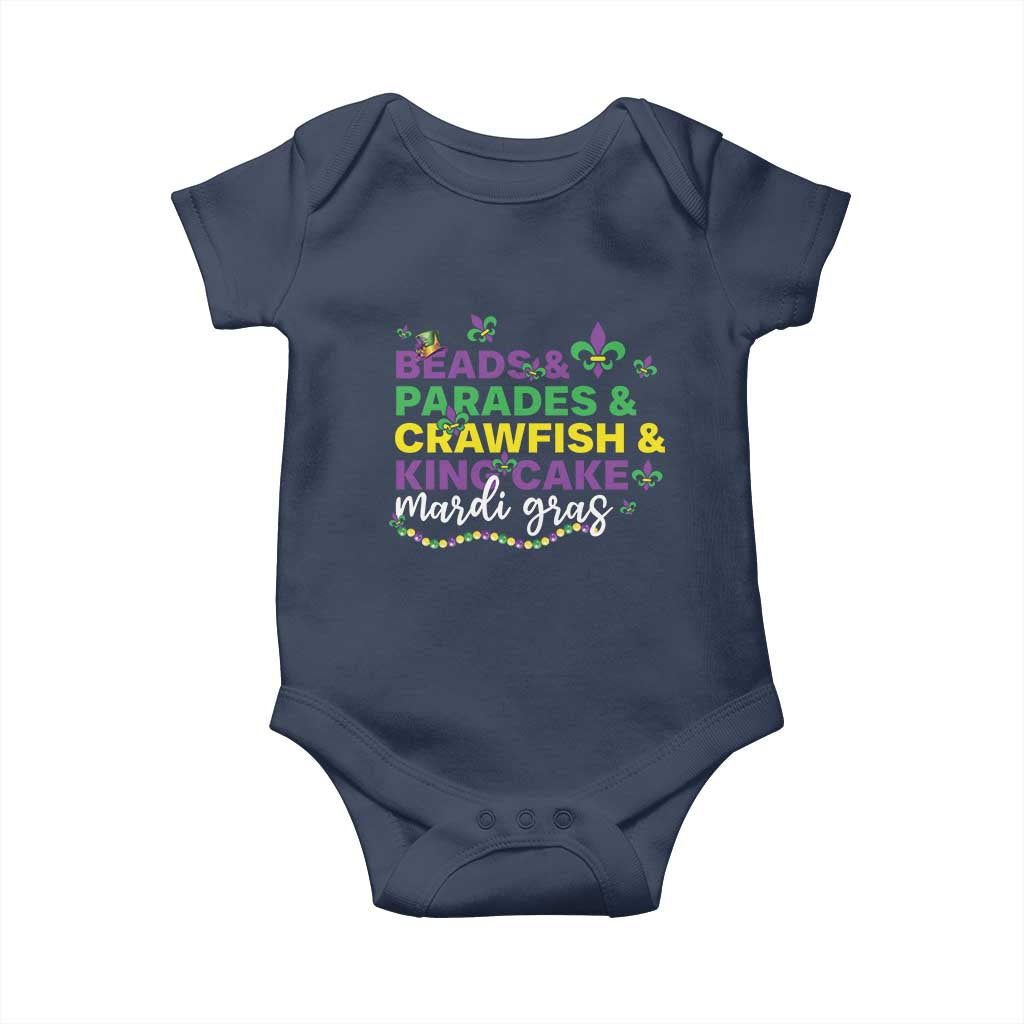 Beads Parades Crawfish King Cake Mardi Gras Baby Onesie