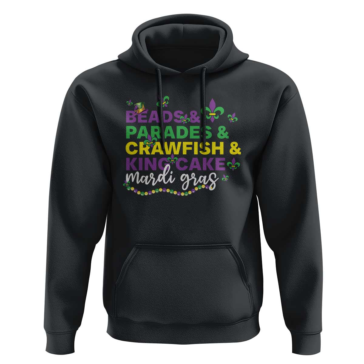 Beads Parades Crawfish King Cake Mardi Gras Hoodie