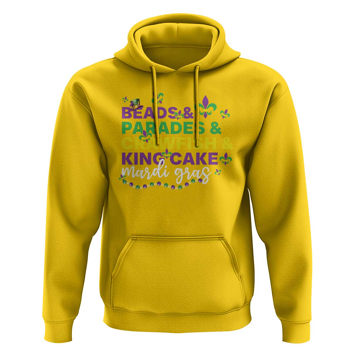 Beads Parades Crawfish King Cake Mardi Gras Hoodie
